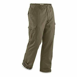 Guide Gear Men's Flannel-Lined Cotton Cargo Pants 42 x 30 Olive